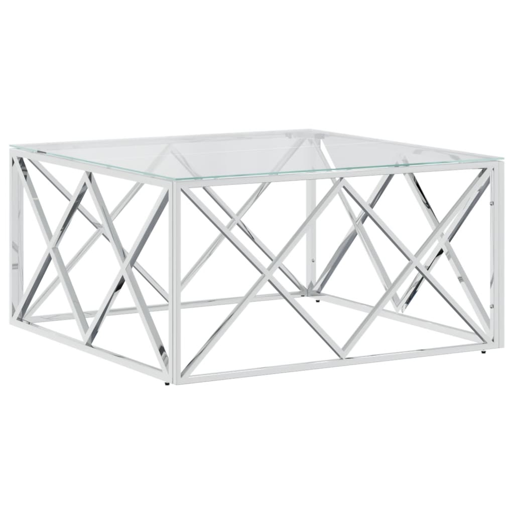Salontafel 80x80x40 cm roestvrij staal en glas is nu te koop bij PeponiXL, paradijselijk wonen!
