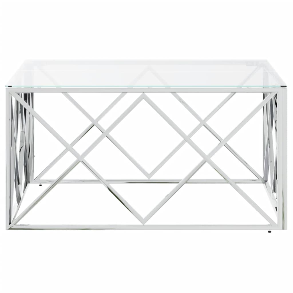Salontafel 80x80x40 cm roestvrij staal en glas is nu te koop bij PeponiXL, paradijselijk wonen!