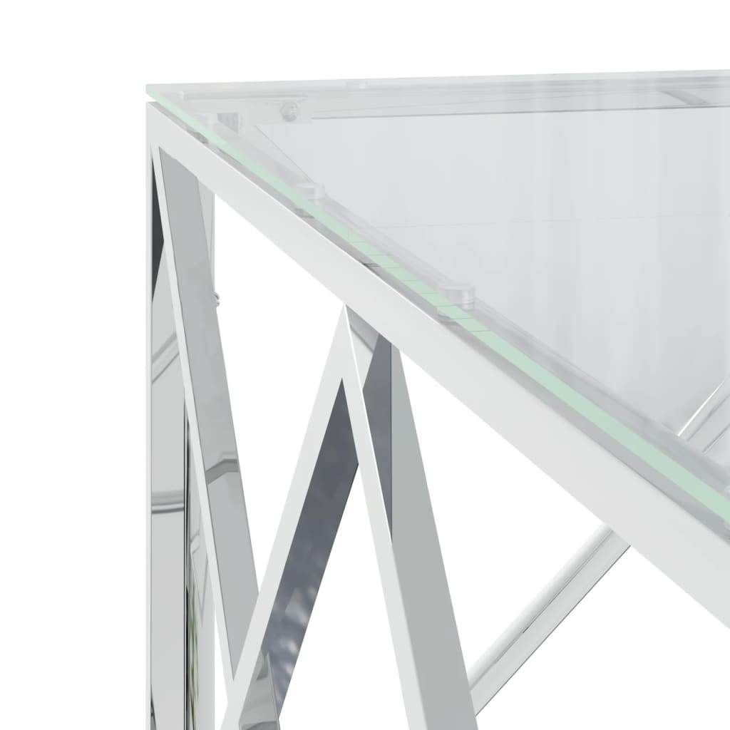 Salontafel 80x80x40 cm roestvrij staal en glas is nu te koop bij PeponiXL, paradijselijk wonen!