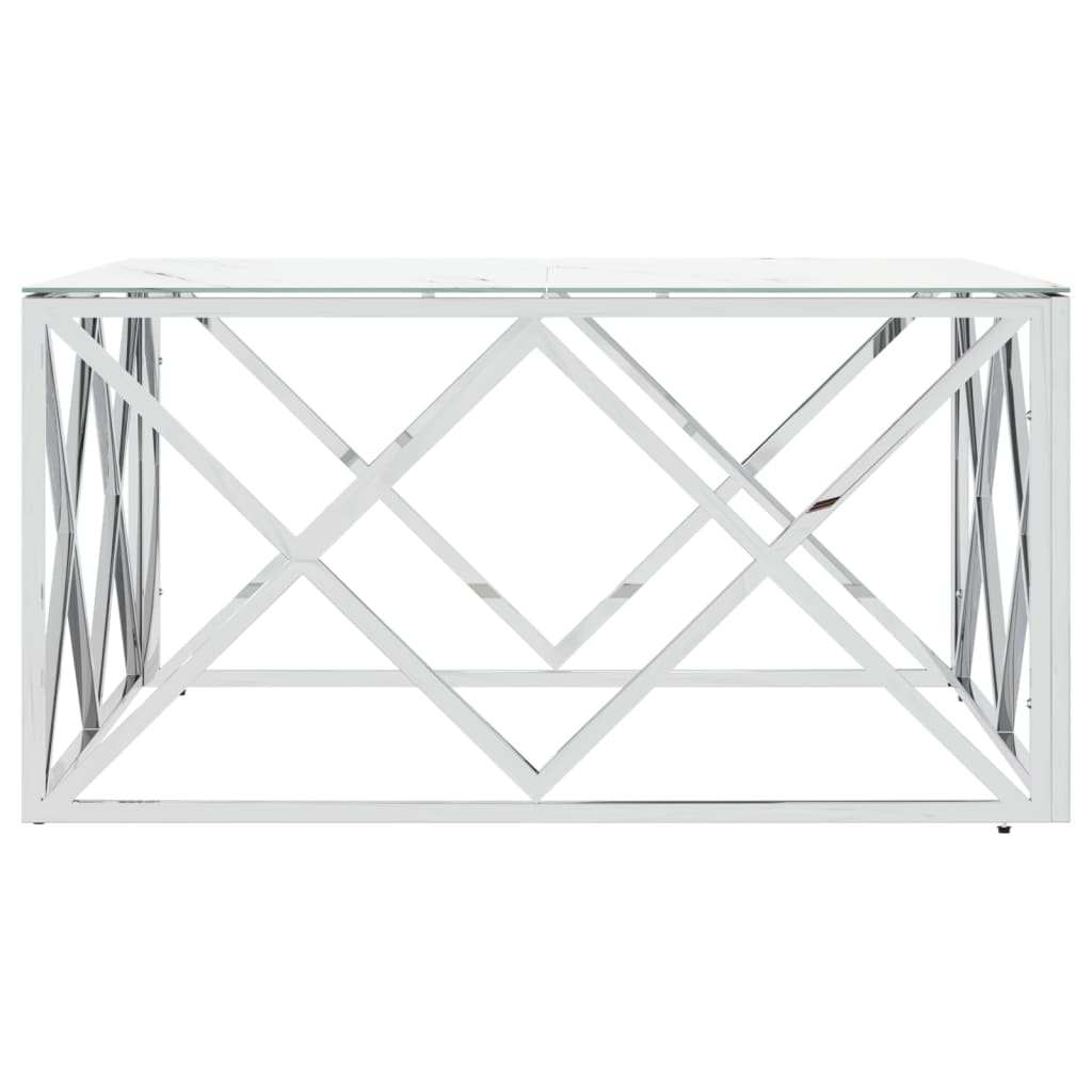 Salontafel 80x80x40 cm roestvrij staal en glas zilverkleurig is nu te koop bij PeponiXL, paradijselijk wonen!