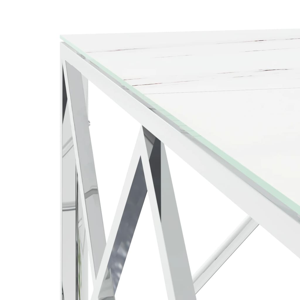 Salontafel 80x80x40 cm roestvrij staal en glas zilverkleurig is nu te koop bij PeponiXL, paradijselijk wonen!