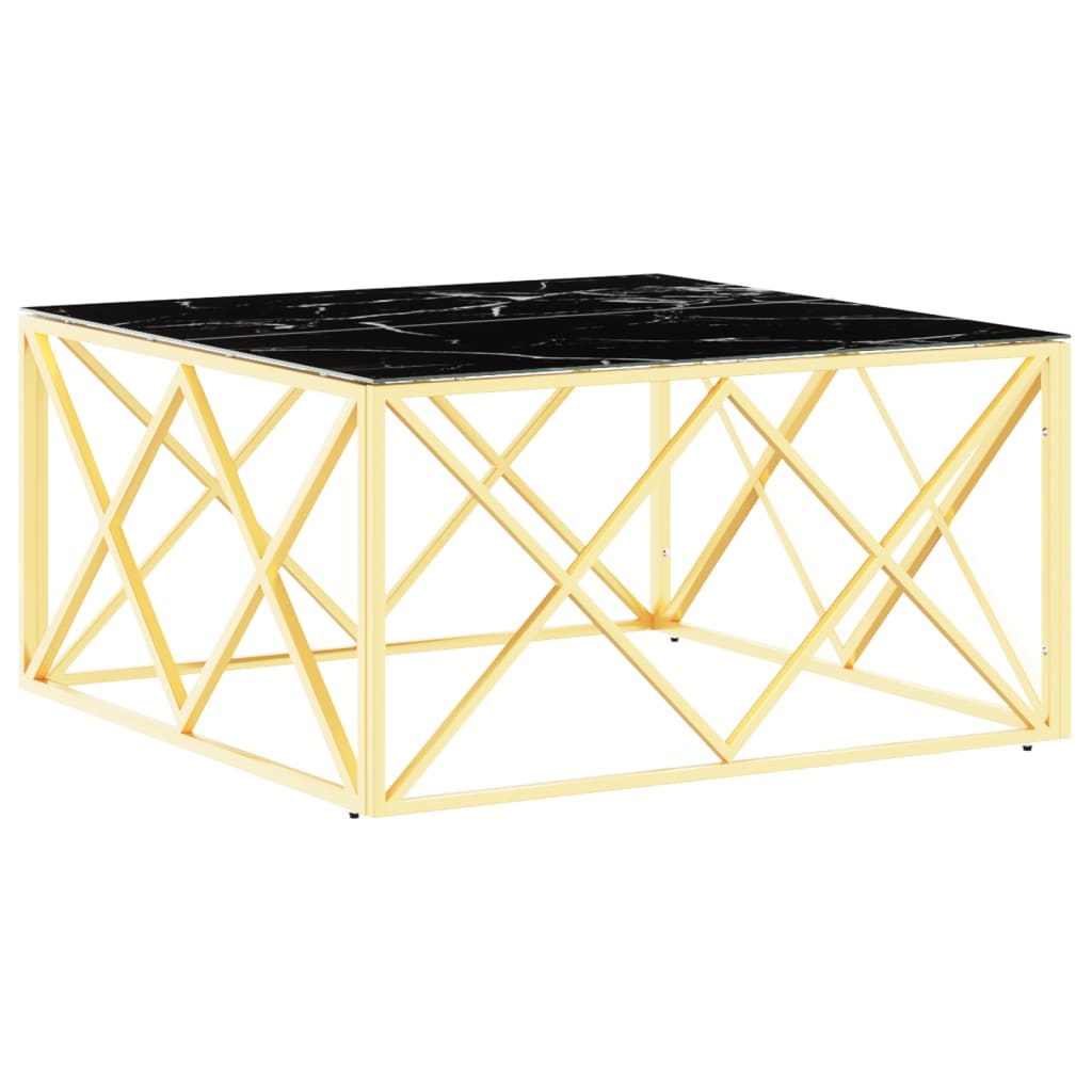 Salontafel 80x80x40 cm roestvrij staal en glas goudkleurig is nu te koop bij PeponiXL, paradijselijk wonen!