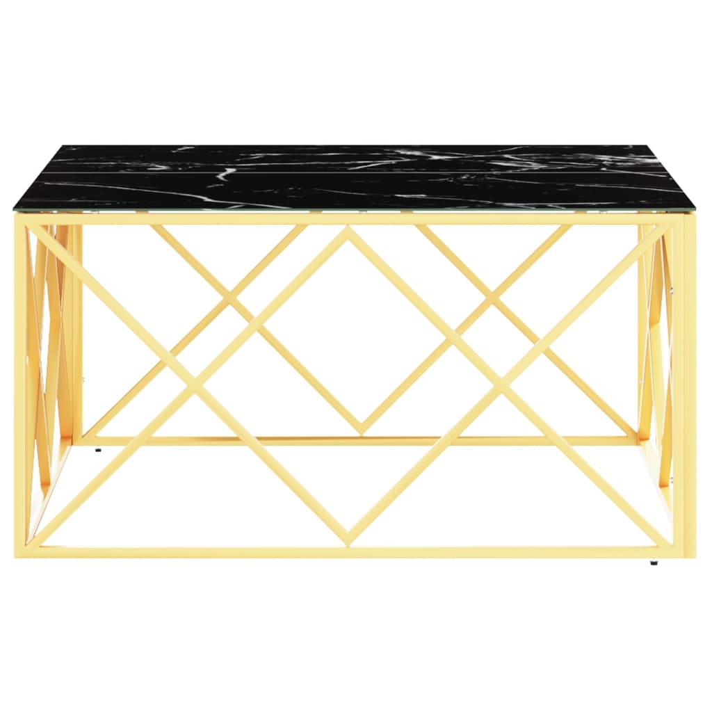 Salontafel 80x80x40 cm roestvrij staal en glas goudkleurig is nu te koop bij PeponiXL, paradijselijk wonen!
