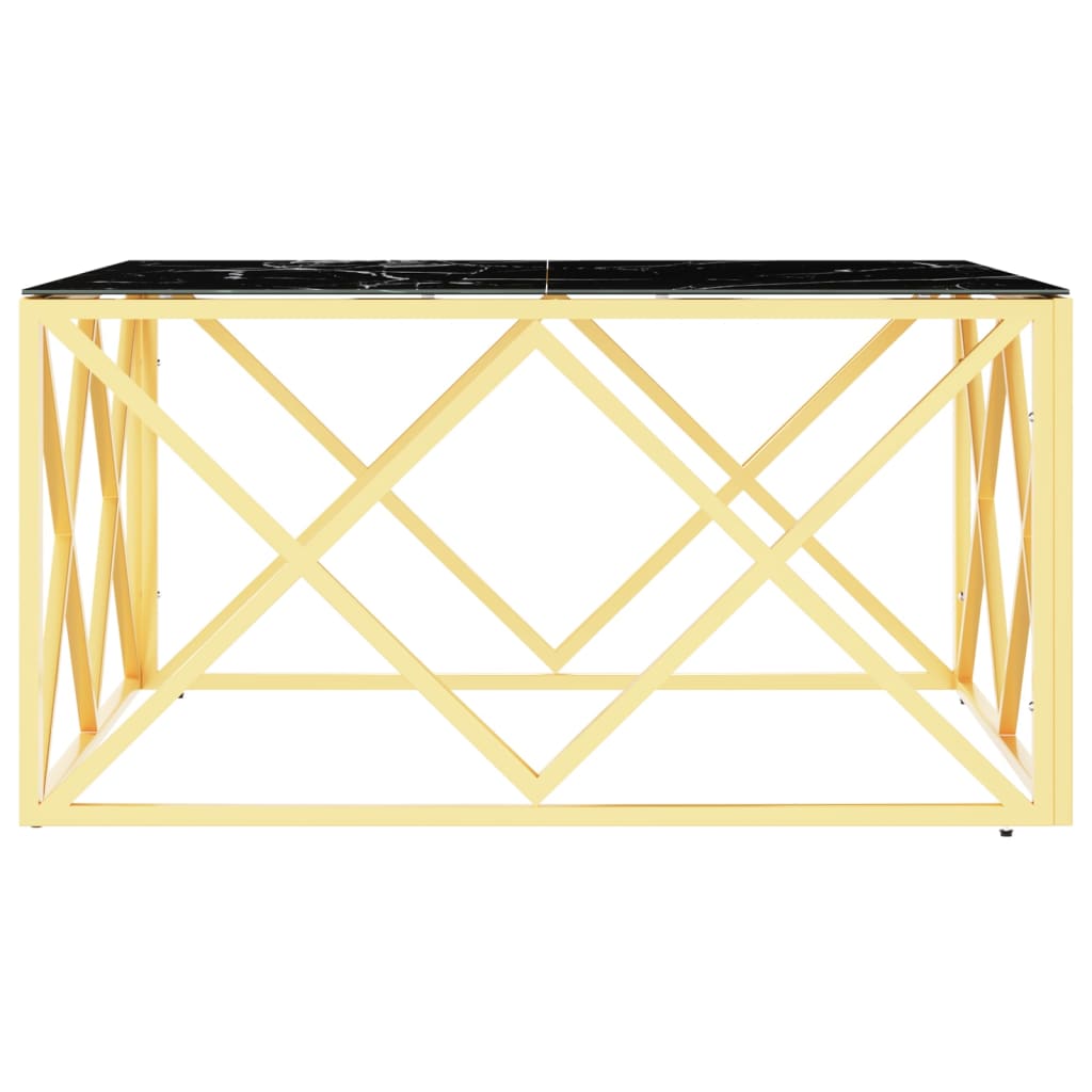 Salontafel 80x80x40 cm roestvrij staal en glas goudkleurig is nu te koop bij PeponiXL, paradijselijk wonen!