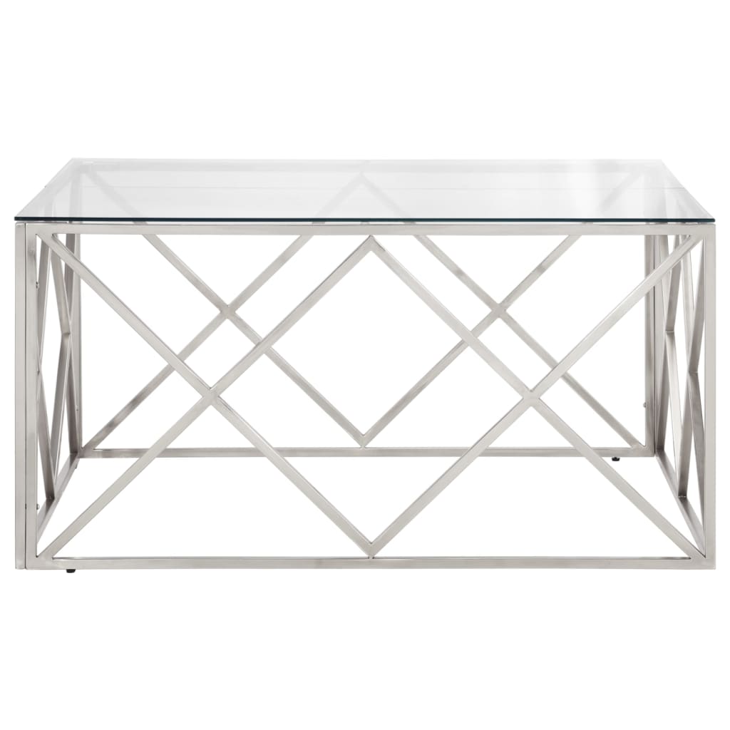 Salontafel roestvrijstaal en gehard glas zilverkleurig is nu te koop bij PeponiXL, paradijselijk wonen!