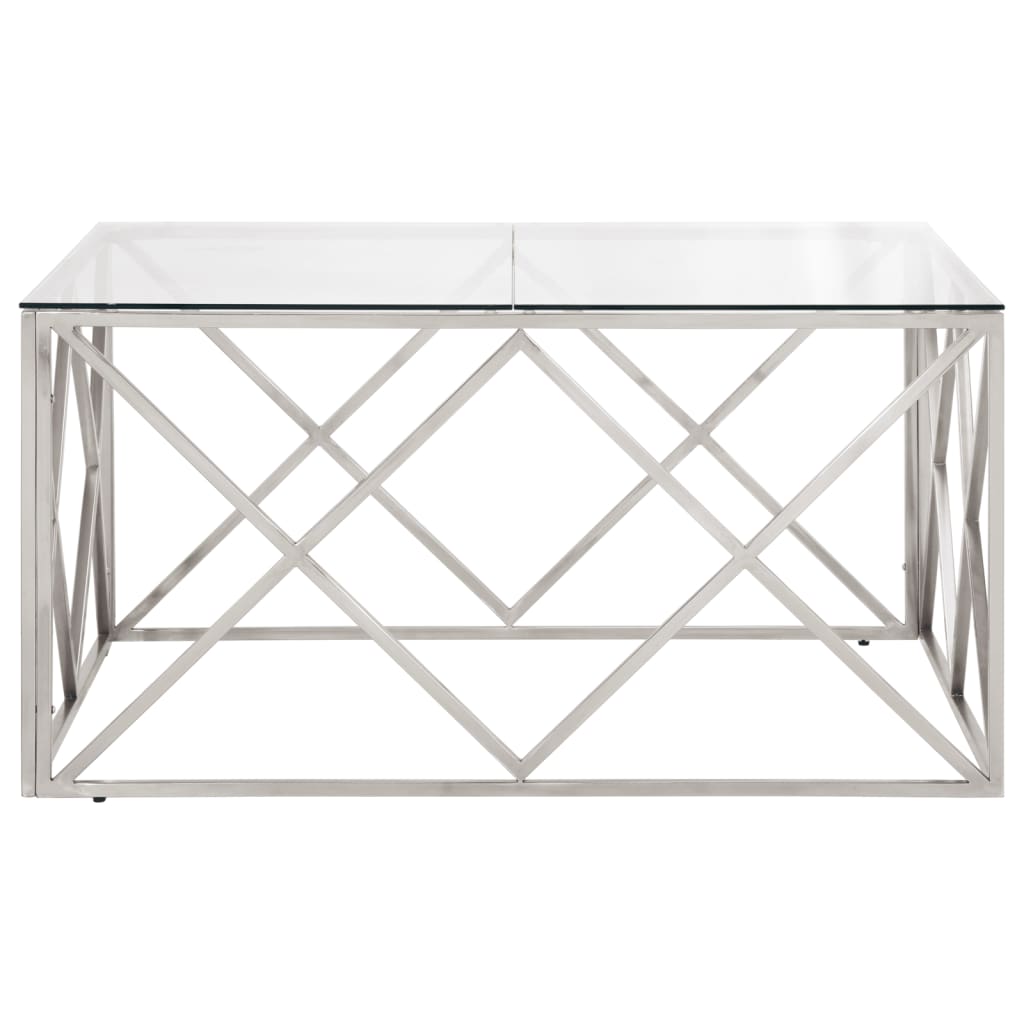 Salontafel roestvrijstaal en gehard glas zilverkleurig is nu te koop bij PeponiXL, paradijselijk wonen!