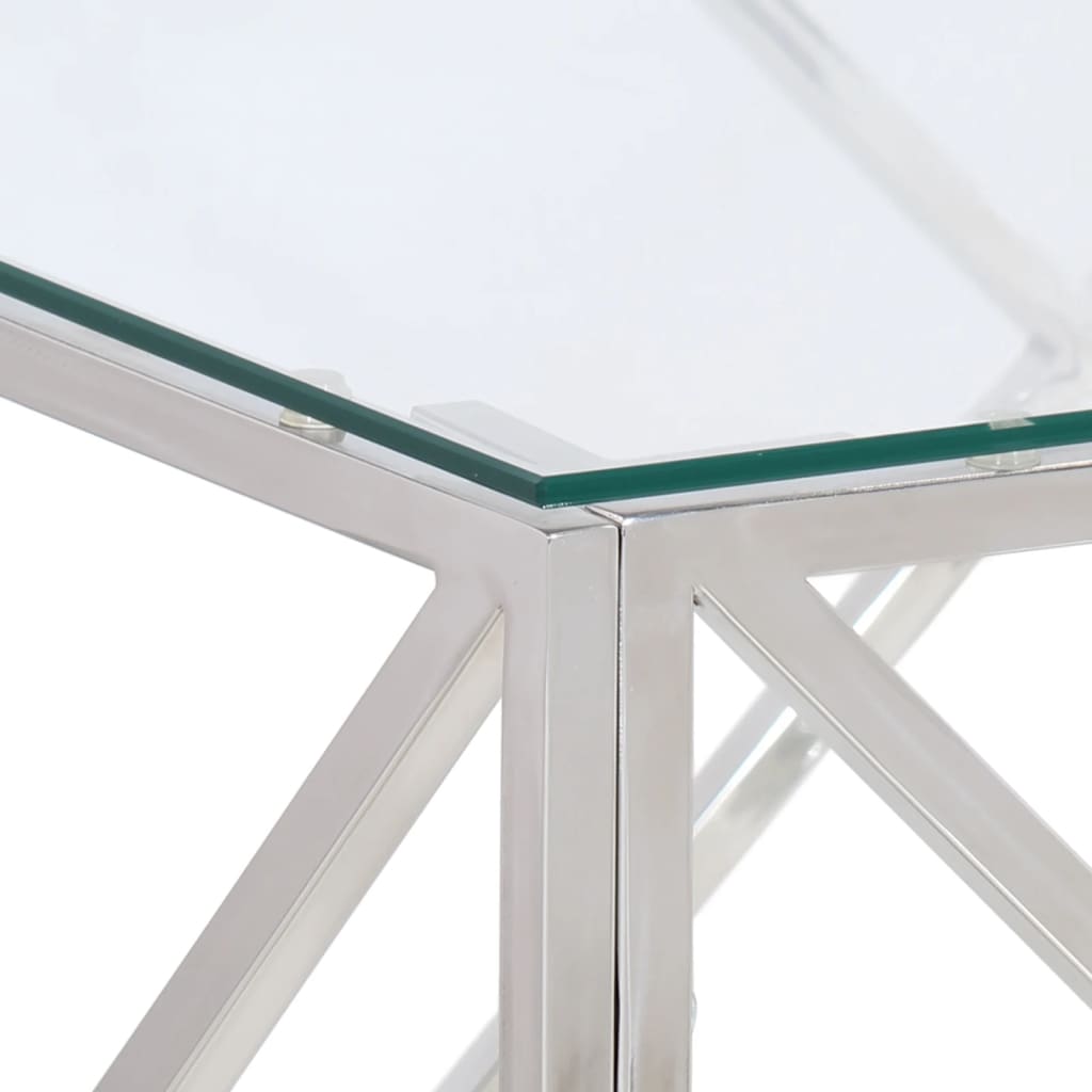 Salontafel roestvrijstaal en gehard glas zilverkleurig is nu te koop bij PeponiXL, paradijselijk wonen!