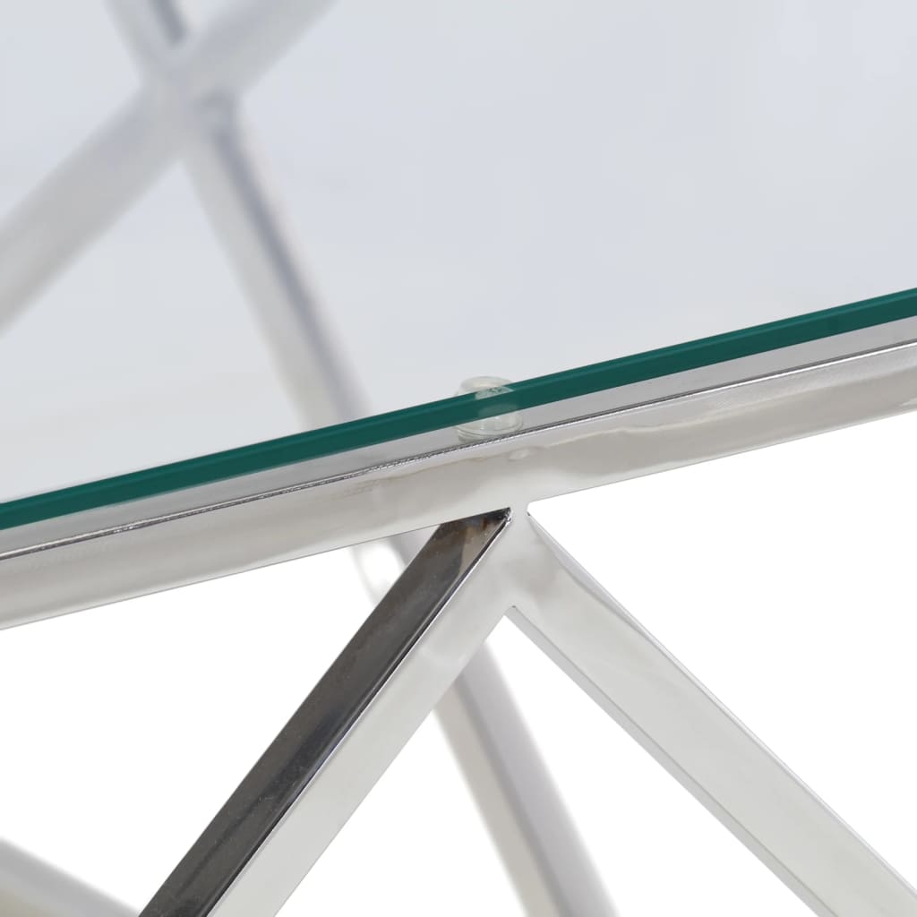 Salontafel roestvrijstaal en gehard glas zilverkleurig is nu te koop bij PeponiXL, paradijselijk wonen!