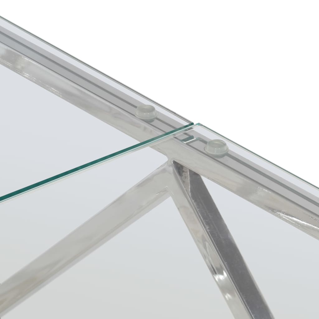 Salontafel roestvrijstaal en gehard glas zilverkleurig is nu te koop bij PeponiXL, paradijselijk wonen!