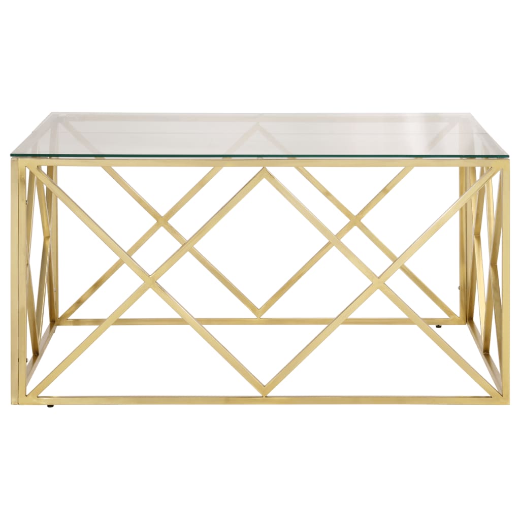 Salontafel roestvrijstaal en gehard glas goudkleurig is nu te koop bij PeponiXL, paradijselijk wonen!