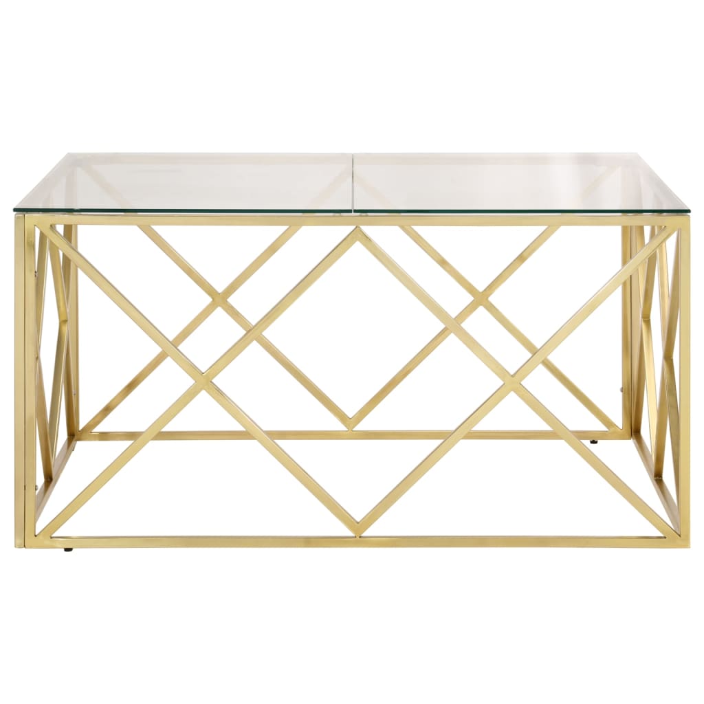 Salontafel roestvrijstaal en gehard glas goudkleurig is nu te koop bij PeponiXL, paradijselijk wonen!