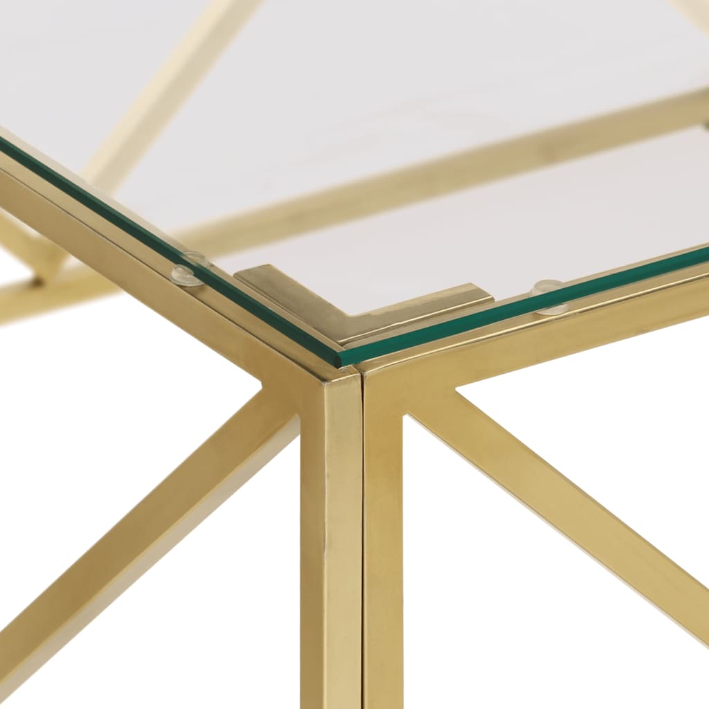 Salontafel roestvrijstaal en gehard glas goudkleurig is nu te koop bij PeponiXL, paradijselijk wonen!