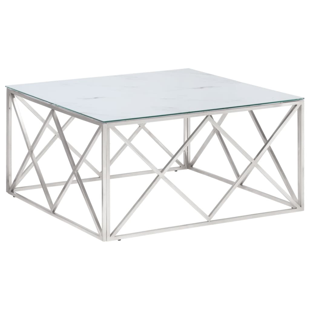 Salontafel roestvrijstaal en gehard glas zilverkleurig is nu te koop bij PeponiXL, paradijselijk wonen!