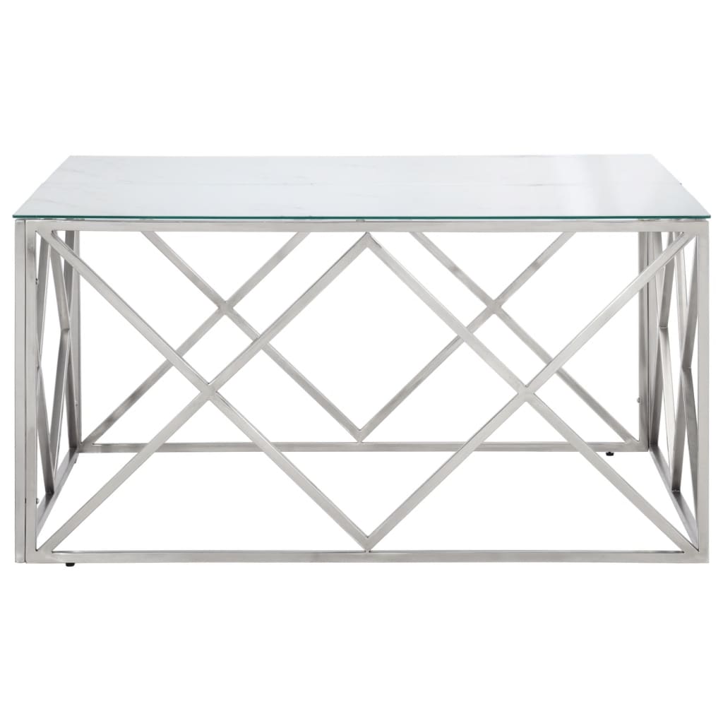 Salontafel roestvrijstaal en gehard glas zilverkleurig is nu te koop bij PeponiXL, paradijselijk wonen!