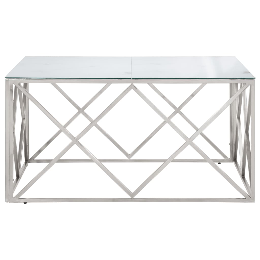 Salontafel roestvrijstaal en gehard glas zilverkleurig is nu te koop bij PeponiXL, paradijselijk wonen!