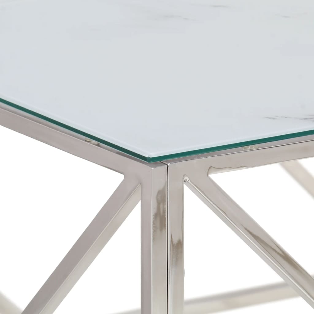 Salontafel roestvrijstaal en gehard glas zilverkleurig is nu te koop bij PeponiXL, paradijselijk wonen!