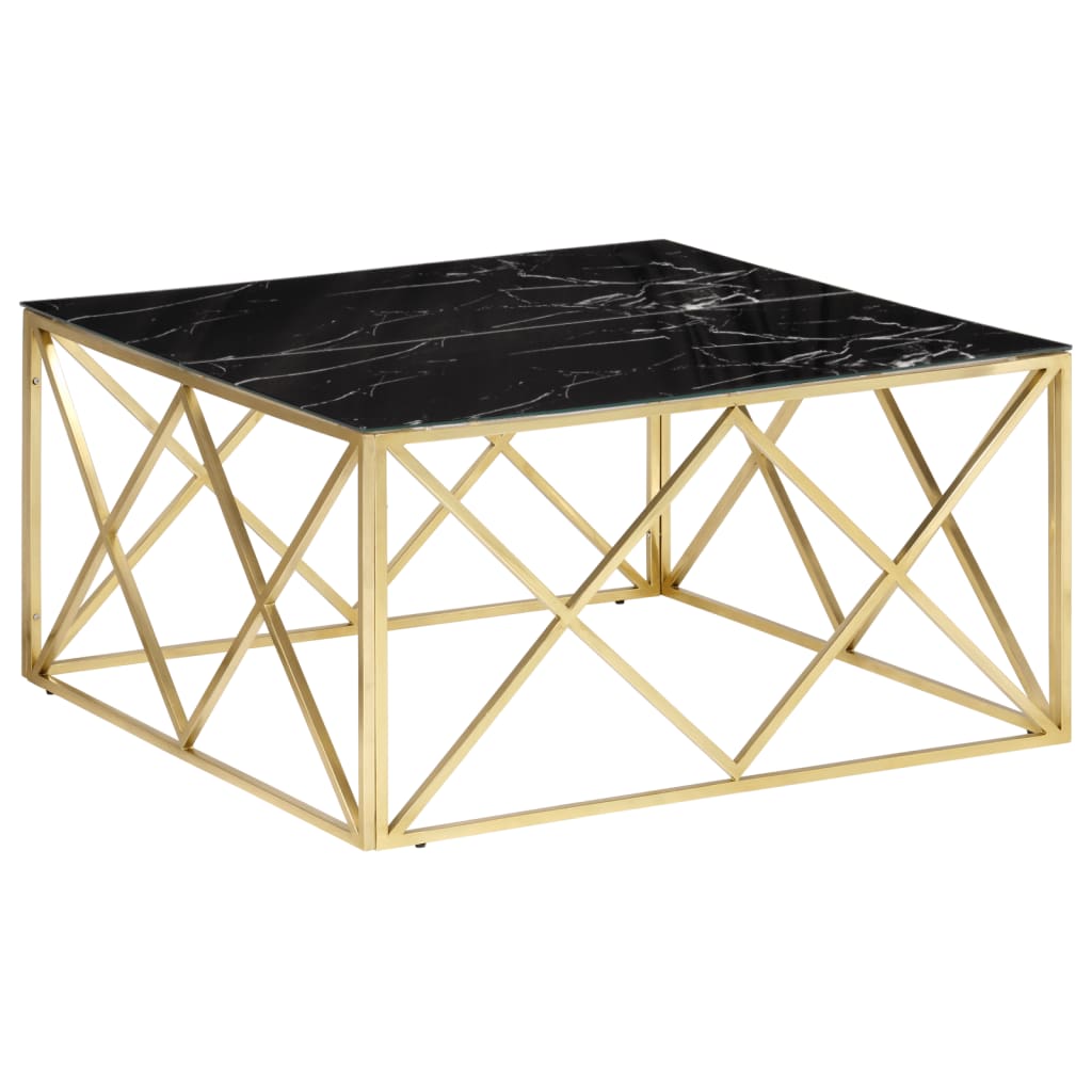 Salontafel roestvrijstaal en gehard glas goudkleurig is nu te koop bij PeponiXL, paradijselijk wonen!