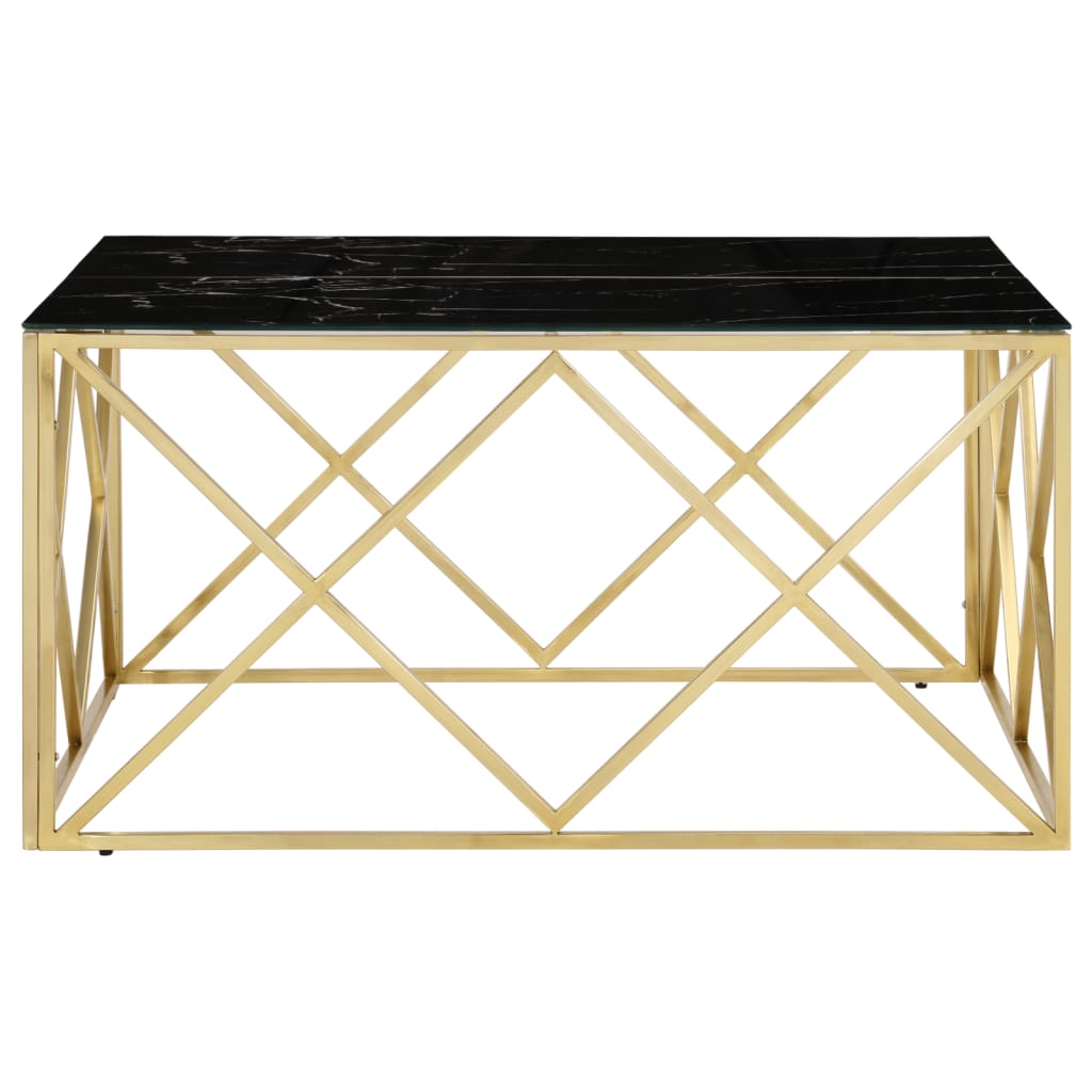 Salontafel roestvrijstaal en gehard glas goudkleurig is nu te koop bij PeponiXL, paradijselijk wonen!