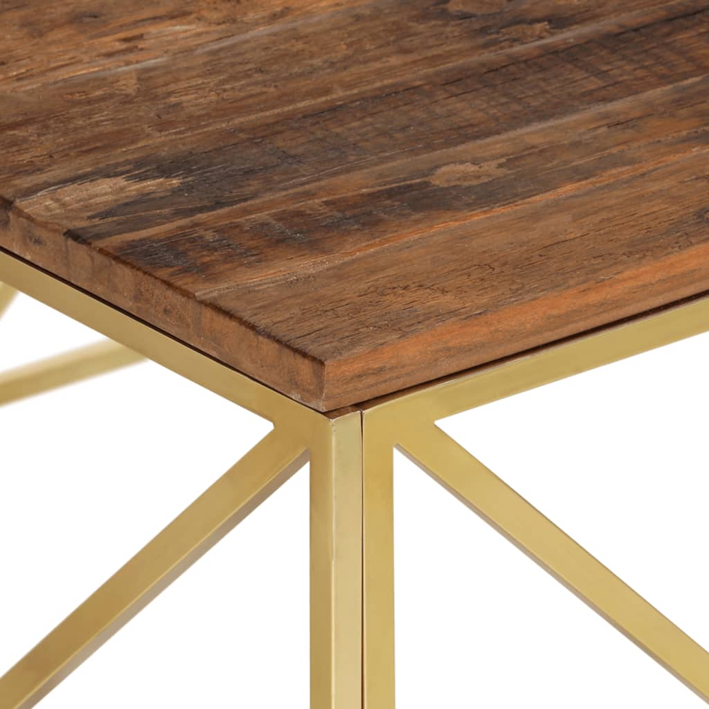 Salontafel roestvrij staal en massief bielshout goudkleurig is nu te koop bij PeponiXL, paradijselijk wonen!