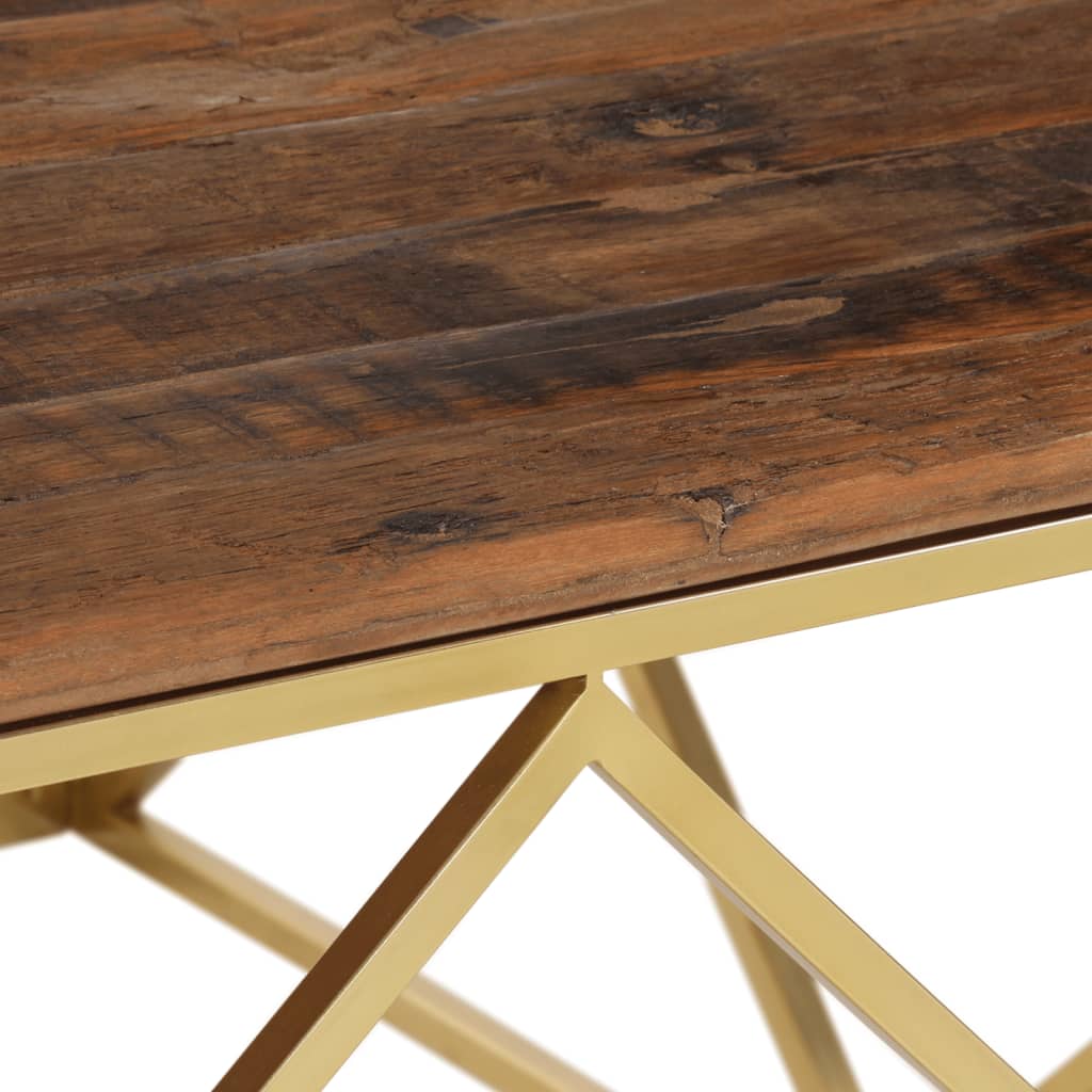 Salontafel roestvrij staal en massief bielshout goudkleurig is nu te koop bij PeponiXL, paradijselijk wonen!