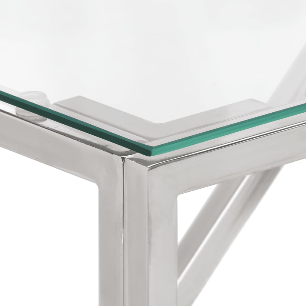 Wandtafel roestvrijstaal en gehard glas zilverkleurig is nu te koop bij PeponiXL, paradijselijk wonen!