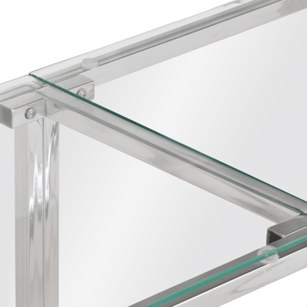 Wandtafel roestvrijstaal en gehard glas zilverkleurig is nu te koop bij PeponiXL, paradijselijk wonen!