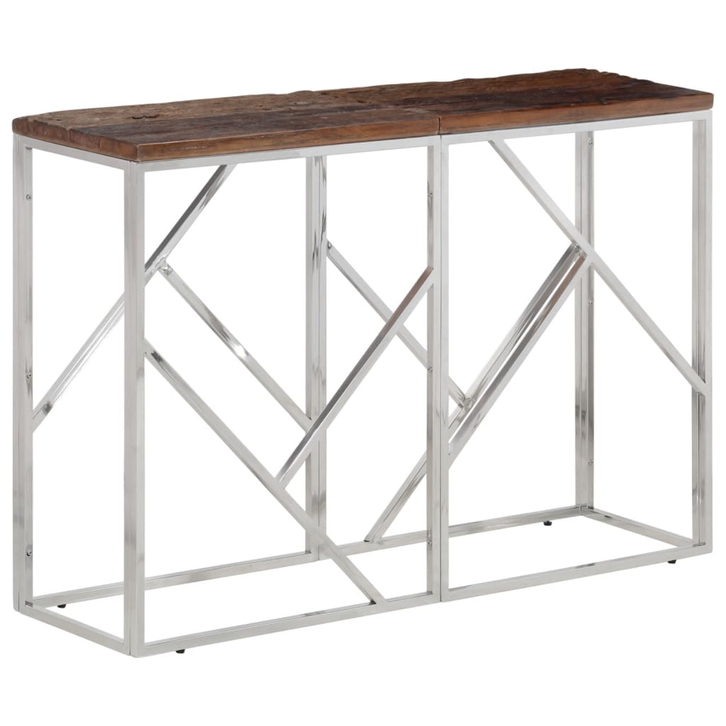 Wandtafel roestvrij staal en massief bielshout zilverkleurig is nu te koop bij PeponiXL, paradijselijk wonen!
