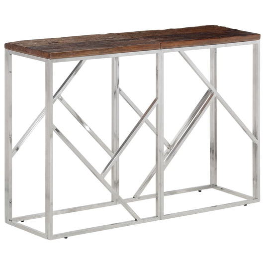 Wandtafel roestvrij staal en massief bielshout zilverkleurig is nu te koop bij PeponiXL, paradijselijk wonen!