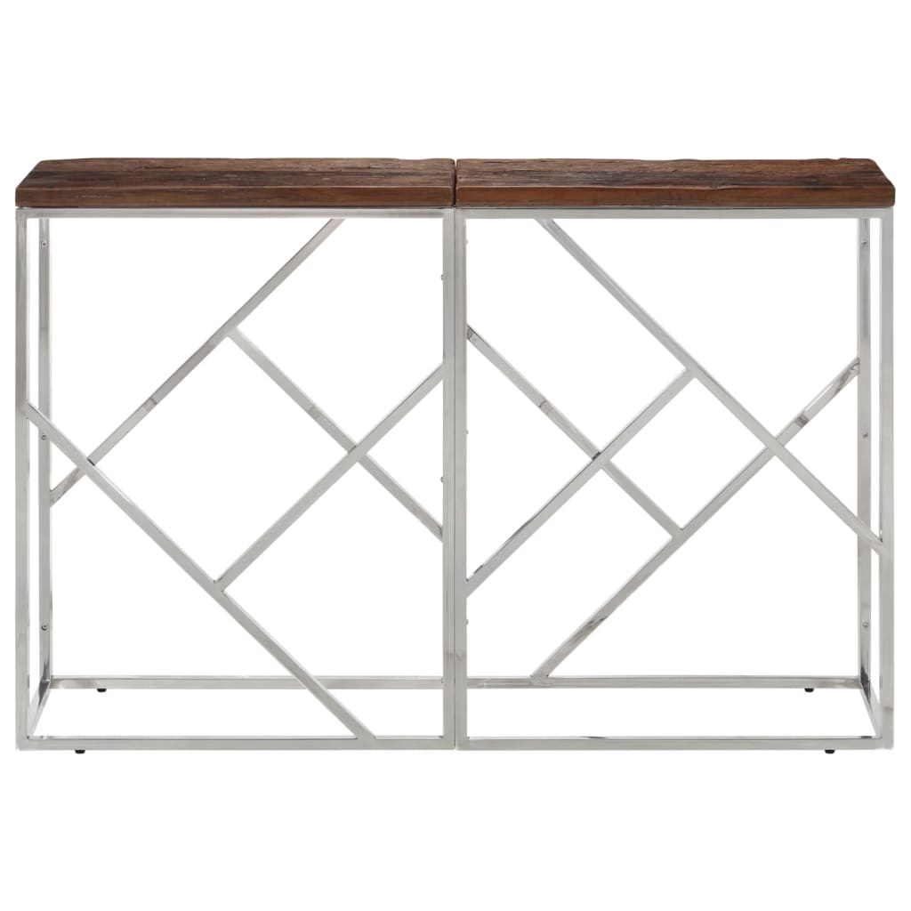 Wandtafel roestvrij staal en massief bielshout zilverkleurig is nu te koop bij PeponiXL, paradijselijk wonen!