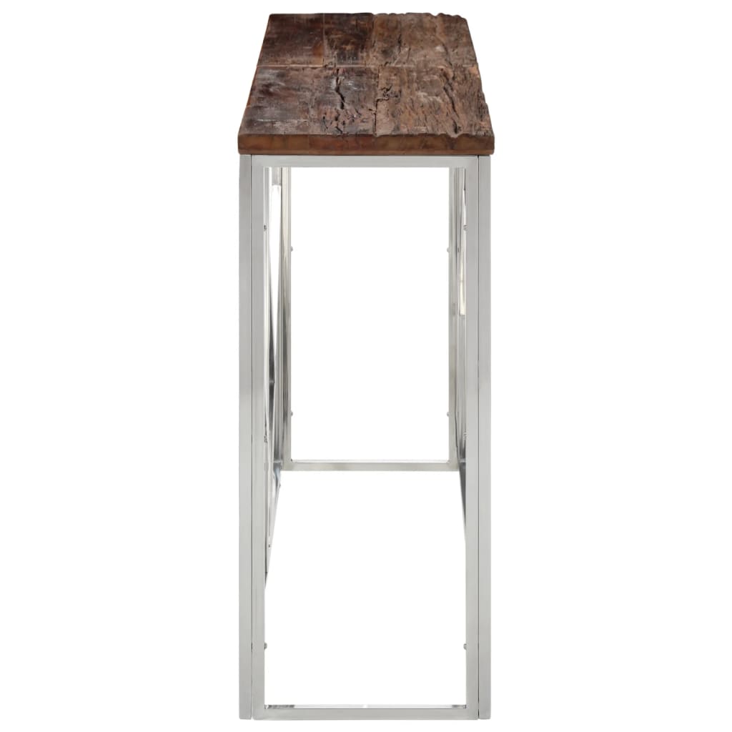 Wandtafel roestvrij staal en massief bielshout zilverkleurig is nu te koop bij PeponiXL, paradijselijk wonen!