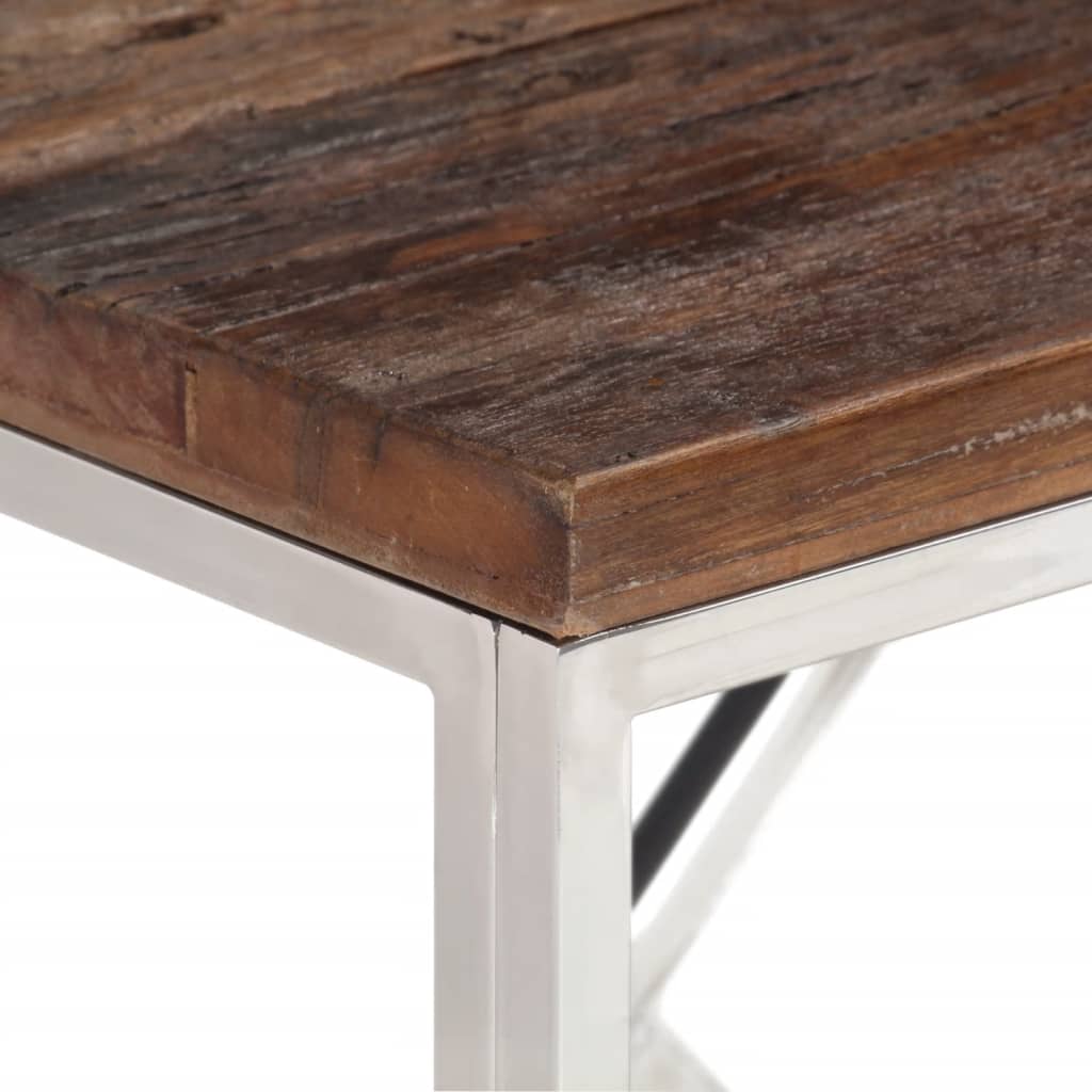Wandtafel roestvrij staal en massief bielshout zilverkleurig is nu te koop bij PeponiXL, paradijselijk wonen!