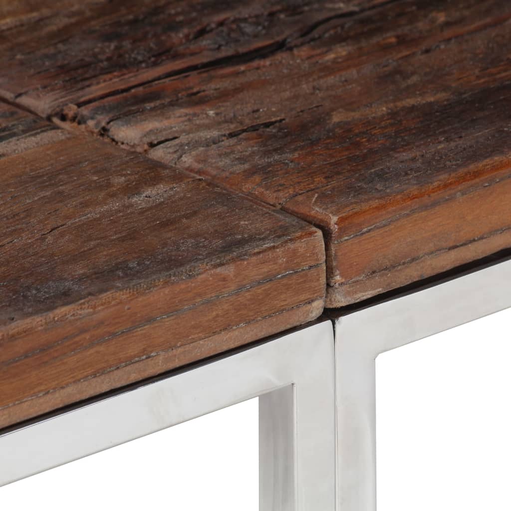 Wandtafel roestvrij staal en massief bielshout zilverkleurig is nu te koop bij PeponiXL, paradijselijk wonen!