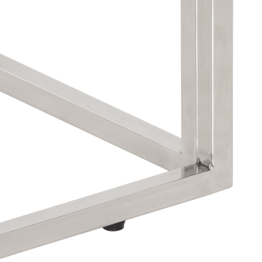 Wandtafel roestvrij staal en massief bielshout zilverkleurig is nu te koop bij PeponiXL, paradijselijk wonen!