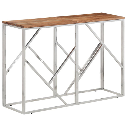 Wandtafel roestvrij staal en massief acaciahout zilverkleurig is nu te koop bij PeponiXL, paradijselijk wonen!