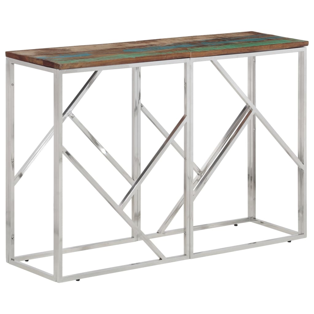 Wandtafel roestvrij staal en massief gerecycled hout zilver is nu te koop bij PeponiXL, paradijselijk wonen!