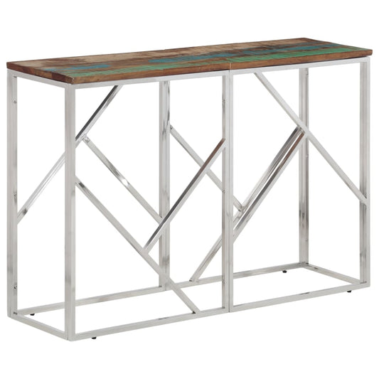 Wandtafel roestvrij staal en massief gerecycled hout zilver is nu te koop bij PeponiXL, paradijselijk wonen!