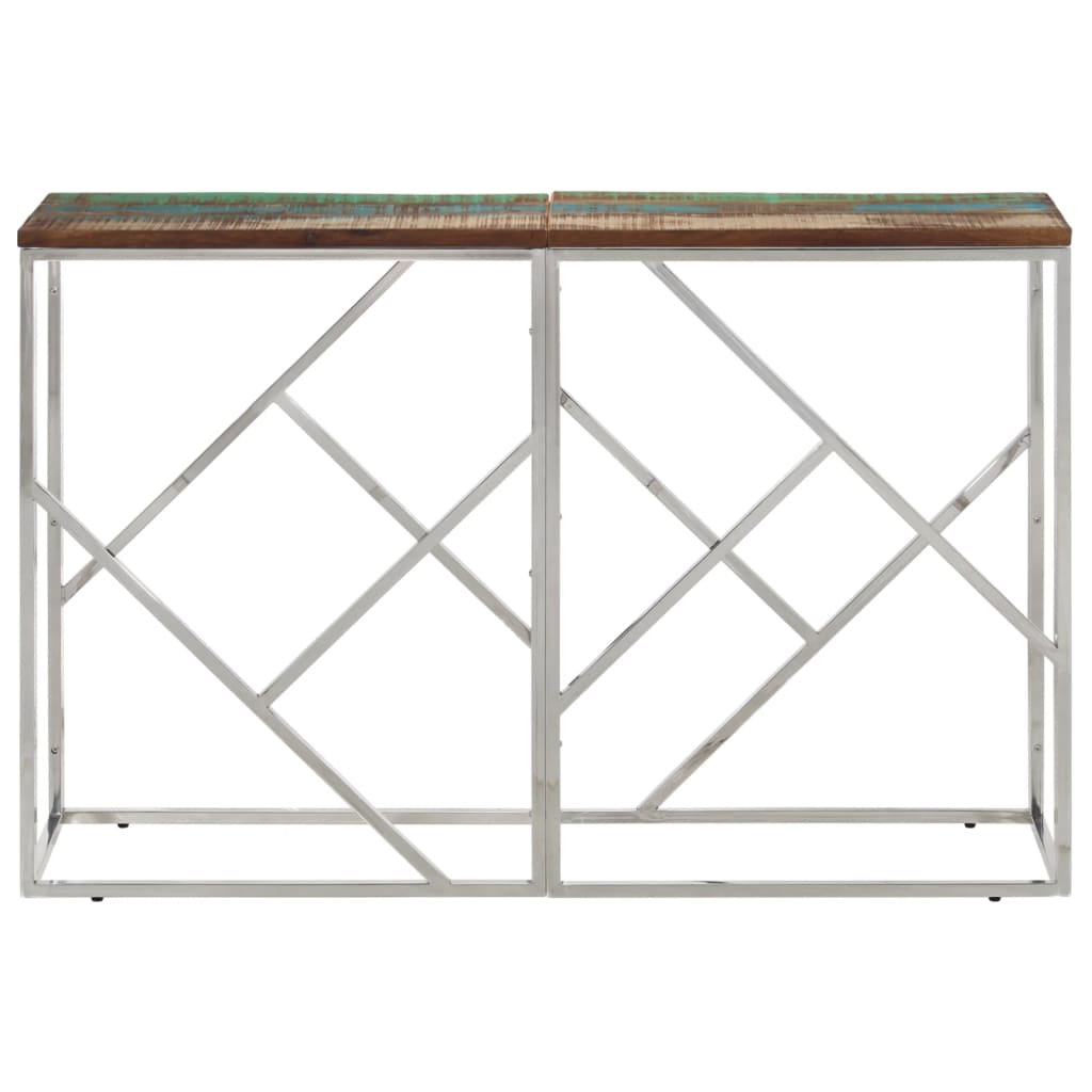 Wandtafel roestvrij staal en massief gerecycled hout zilver is nu te koop bij PeponiXL, paradijselijk wonen!