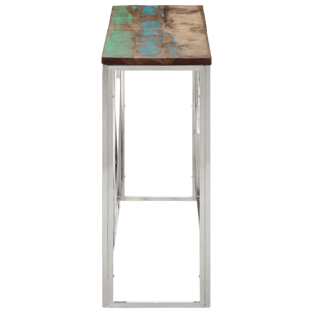 Wandtafel roestvrij staal en massief gerecycled hout zilver is nu te koop bij PeponiXL, paradijselijk wonen!