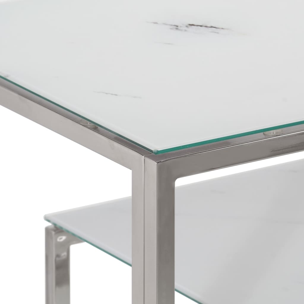 Wandtafel roestvrijstaal en gehard glas zilverkleurig is nu te koop bij PeponiXL, paradijselijk wonen!
