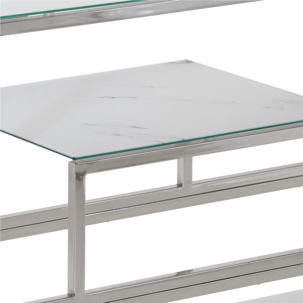 Wandtafel roestvrijstaal en gehard glas zilverkleurig is nu te koop bij PeponiXL, paradijselijk wonen!