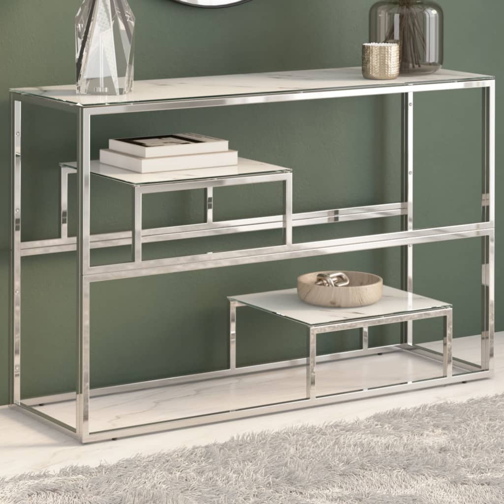 Wandtafel roestvrijstaal en gehard glas zilverkleurig is nu te koop bij PeponiXL, paradijselijk wonen!