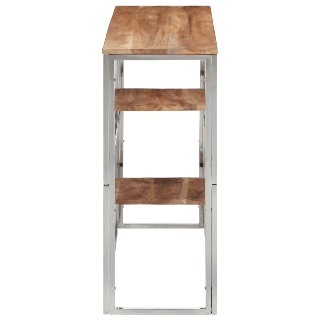 Wandtafel roestvrij staal en massief acaciahout zilverkleurig is nu te koop bij PeponiXL, paradijselijk wonen!