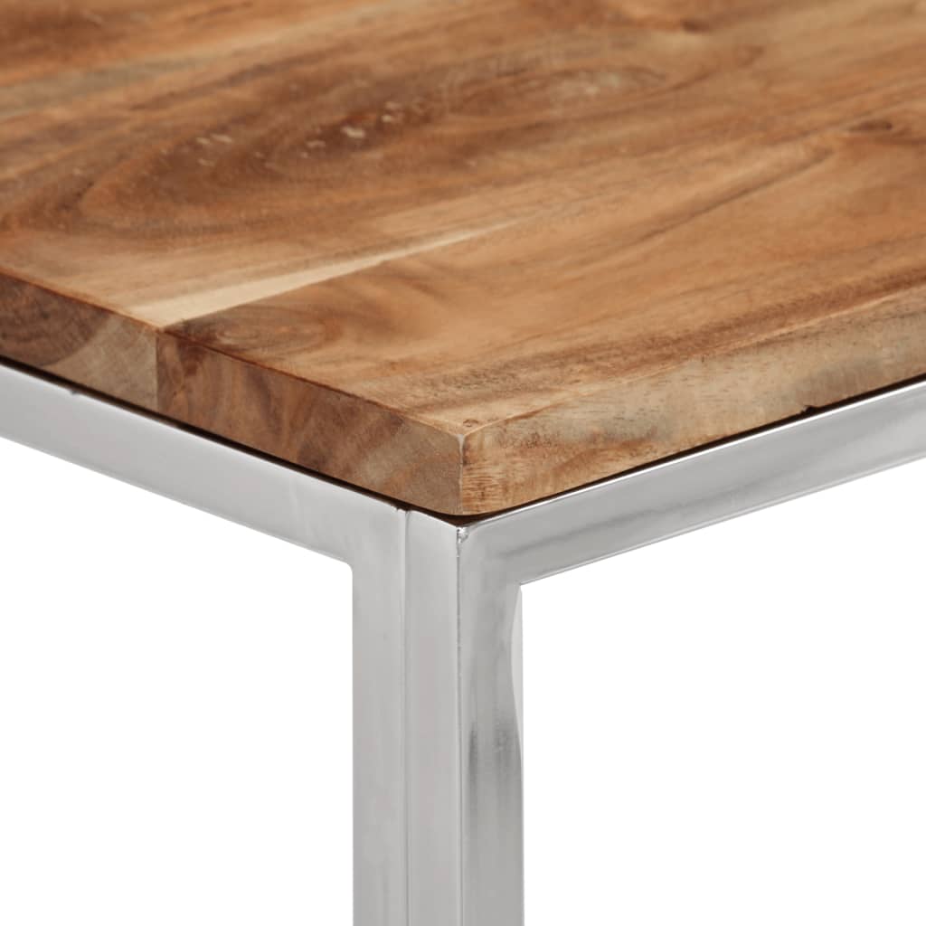 Wandtafel roestvrij staal en massief acaciahout zilverkleurig is nu te koop bij PeponiXL, paradijselijk wonen!