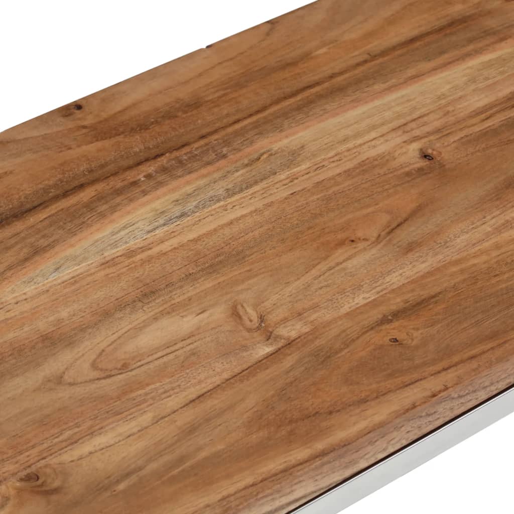 Wandtafel roestvrij staal en massief acaciahout zilverkleurig is nu te koop bij PeponiXL, paradijselijk wonen!