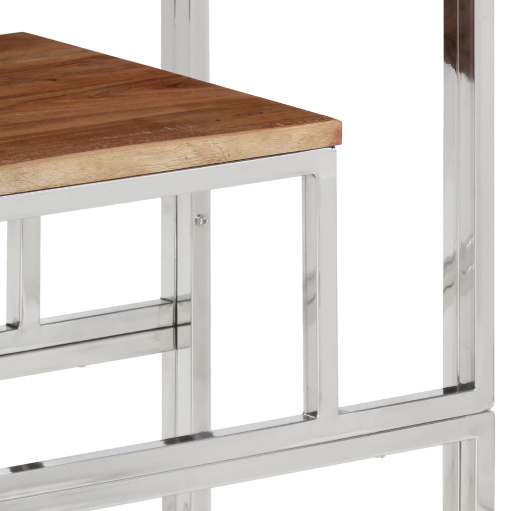 Wandtafel roestvrij staal en massief acaciahout zilverkleurig is nu te koop bij PeponiXL, paradijselijk wonen!