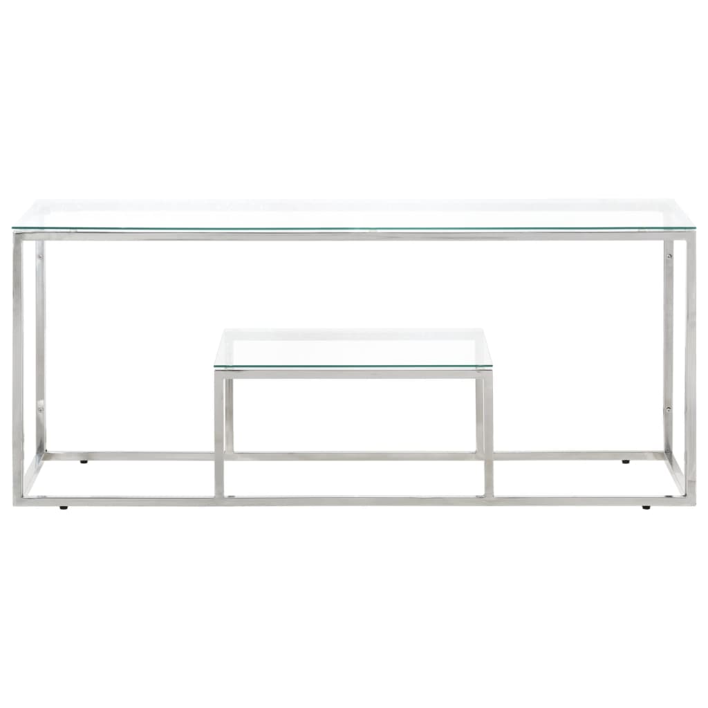 Salontafel roestvrijstaal en gehard glas zilverkleurig is nu te koop bij PeponiXL, paradijselijk wonen!