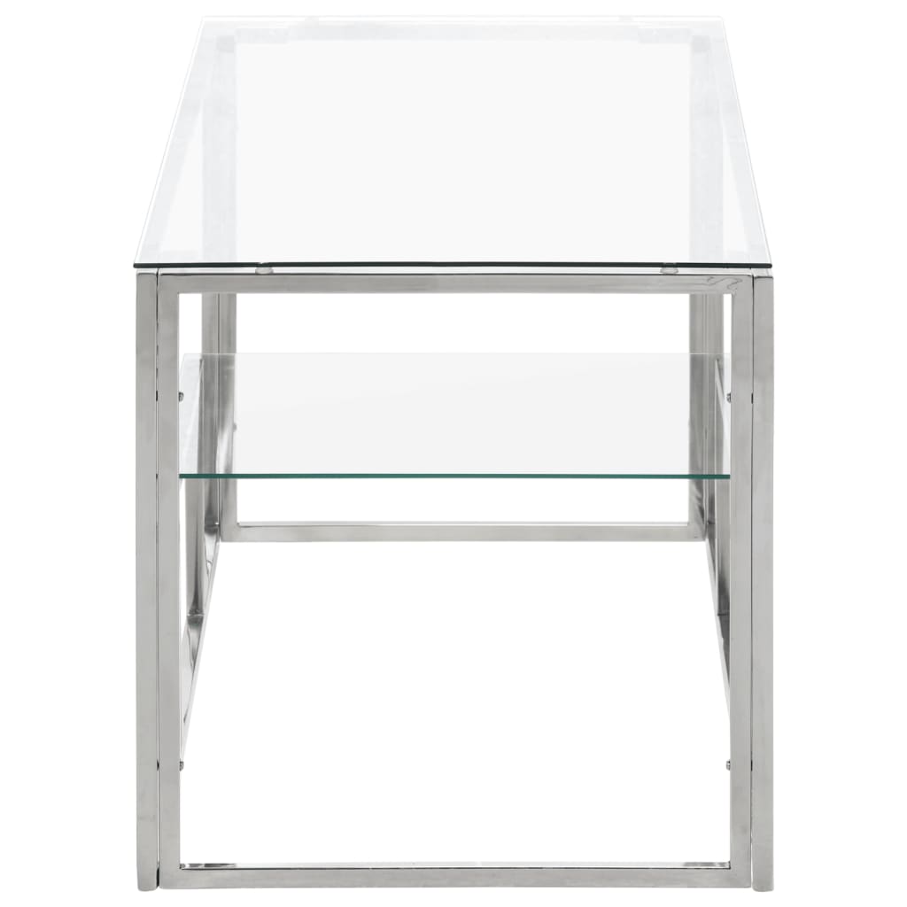 Salontafel roestvrijstaal en gehard glas zilverkleurig is nu te koop bij PeponiXL, paradijselijk wonen!