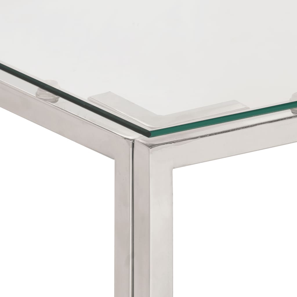 Salontafel roestvrijstaal en gehard glas zilverkleurig is nu te koop bij PeponiXL, paradijselijk wonen!