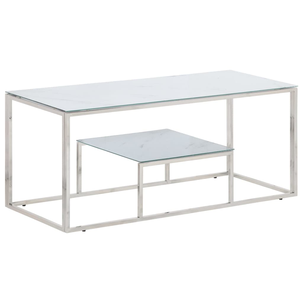 Salontafel roestvrijstaal en gehard glas zilverkleurig is nu te koop bij PeponiXL, paradijselijk wonen!