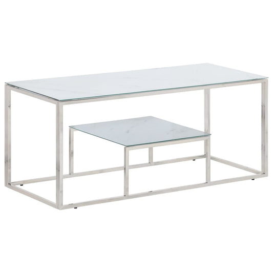Salontafel roestvrijstaal en gehard glas zilverkleurig is nu te koop bij PeponiXL, paradijselijk wonen!